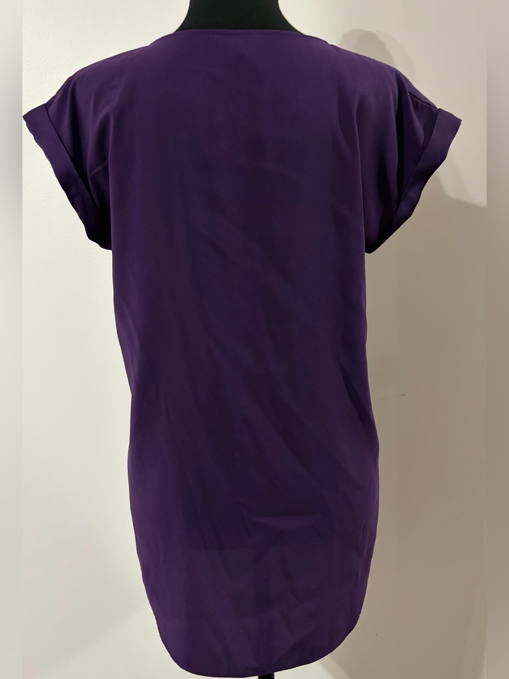 Express Purple V-Neck Zip Front Blouse - Picture 3 of 4